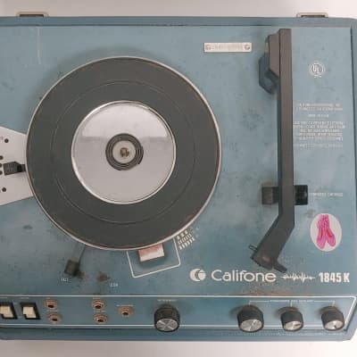 Vintage Califone 1845K Blue Suitcase Record Player for Repair image 3