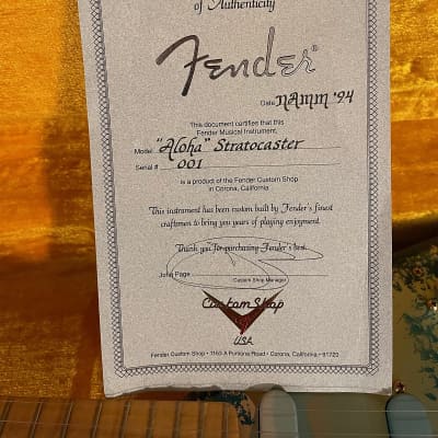 Fender Custom Shop Aloha Stratocaster No 1 Made for Namm Show 1994 , Worlds Most Exclusive image 5