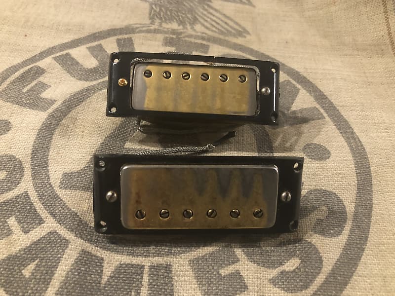 Vintage 1960's Gibson-Epiphone PAF Mini Humbucker Gold Guitar Pickups  Matched Set Rare Circa 1960-62