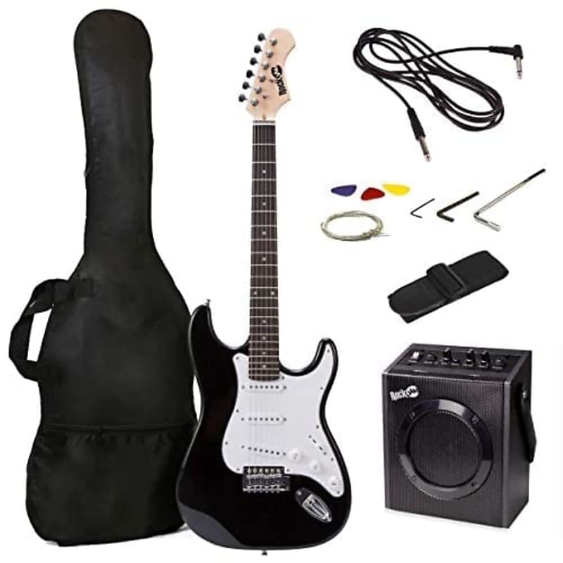 Rj20War2 Full Size Electric Guitar Superkit With Amplifier, Strings, Tuner, Strap, Case And Cable - Black image 1
