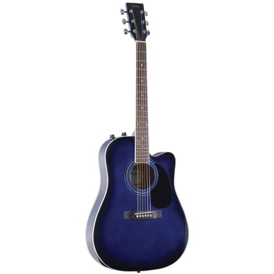 Johnson JG-650-TBL Thinbody Acoustic Electric Guitar, Blueburst for sale