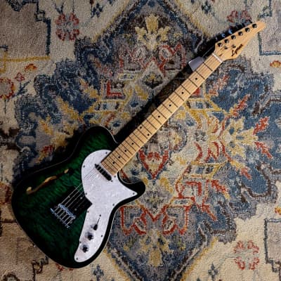 Lyman LT-300H T-Style Guitar - Emerald City Green Burst - Flametop image 1