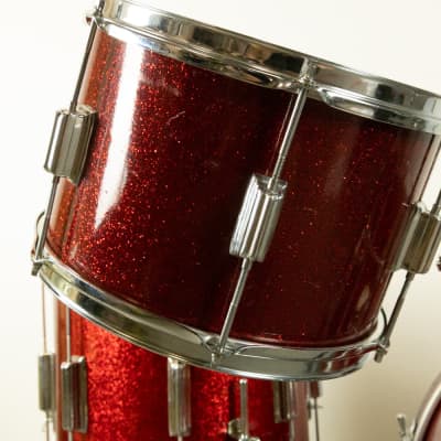 1960s Rogers Tower Sparkling Red Pearl Drum Set image 8