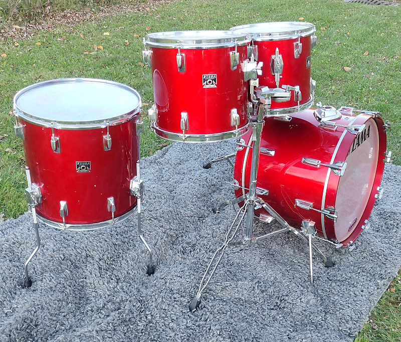 80's Tama Superstar Candy Apple Red Lacquer 4PC Drum Set, | Reverb