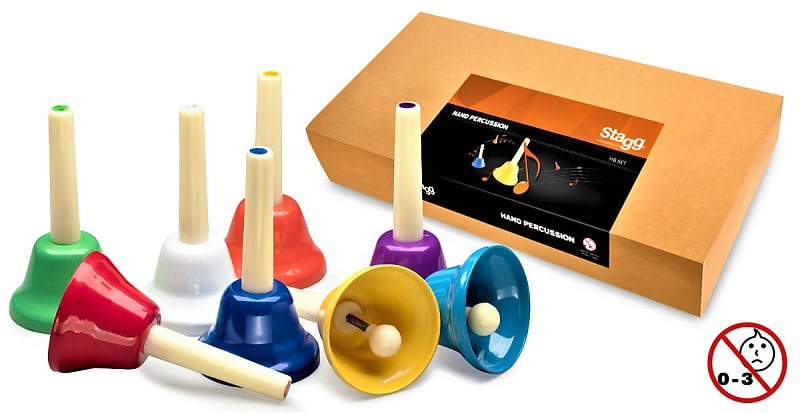 Stagg HB-SET Set of 8 Hand Bells - 8 Colour-Coded Notes. image 1