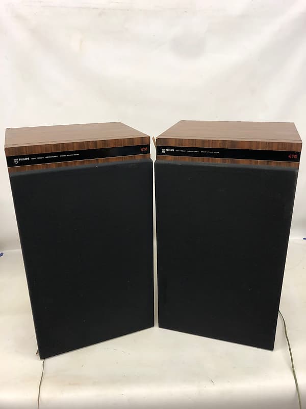 Philips AH-475 High Fidelity Laboratories Speaker Set - 1970&#039;s - Tested, Works  			