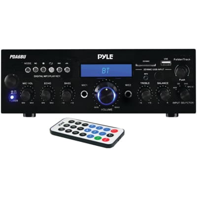 Pyle 200 Watt Bluetooth Stereo Amp Receiver with USB & SD Card Readers - PDA6BU image 1