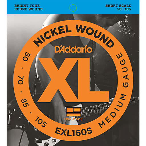 D’Addario EXL160S Nickel Wound Bass Short Short Scale Strings 50-105 image 1