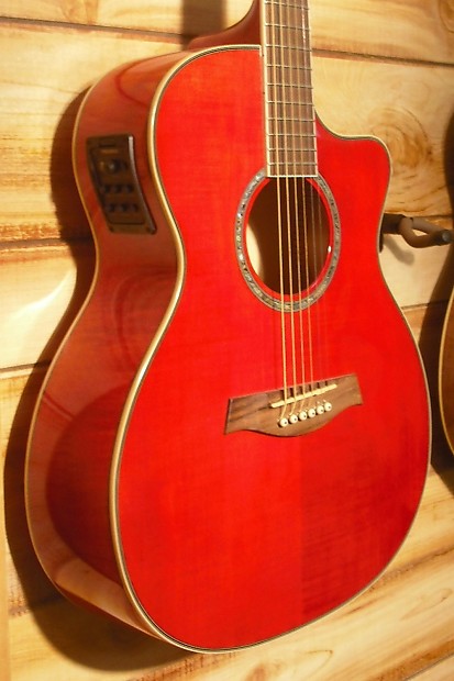 Used Ibanez Ambiance Series A200E Arch Back Acoustic Electric Guitar Trans Red