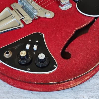 1960's Kawai Japan Vintage Hollowbody Electric Guitar (Red Felt) image 2