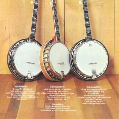 Iida 223 Masterclone 5 string banjo 1970's bow tie flat head trap door with hard case image 20