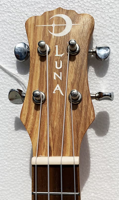 Luna UKE EX OA Exotic Series Olive Ash Burl Concert Ukulele with Crescent  Moon Sound Hole