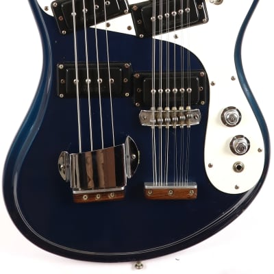 Vintage Mosrite 4x12 Double Neck Electric Bass & 12 String Guitar w/ OHSC Ink Blue Custom Order One of a Kind! image 3