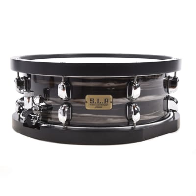 Tama 5.5x14 S.L.P. Studio Maple Snare Drum Lacquered Charcoal Oyster w/Black Wood Hoops image 1