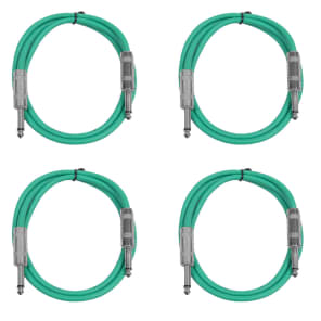 Seismic Audio SASTSX-3-4GREEN 1/4" TS Male to 1/4" TS Male Patch Cables - 3' (4-Pack)