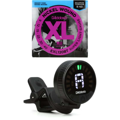 D'Addario Nexxus 360 Rechargeable Headstock Tuner With EXL120BT Electric Guitar Strings - .009-.040 Balanced Tension Sup for sale