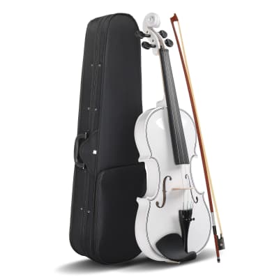 Full Size 4/4 Violin Set for Adults, Beginners, Students with Hard Case, Violin Bow, Shoulder Rest, Rosin, Extra Strings 2020s - White image 18