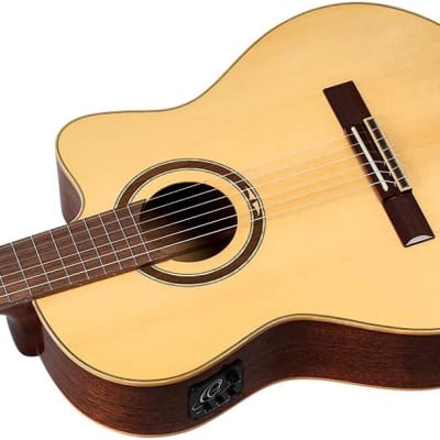 Ortega Guitars 6 String Performer Series Solid Top Slim Neck Acoustic-Electric Nylon Classical Guitar w/Bag, Right (RCE138SN) image 8