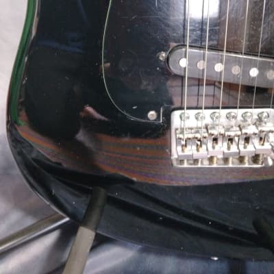 Memphis Vintage Rare "Strat" Style Electric Guitar 1980s - Black image 6