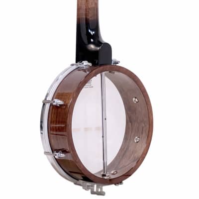 Gold Tone Plucky/L Folkternative Design Maple Neck Traveler Mini Banjo with Gig Bag For Left Handed Players image 2
