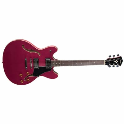 Johnson JS-500-RC Grooveyard Semi-Hollowbody Electric Guitar, Cherry Red image 2