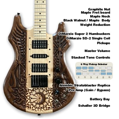 Dark Star Guitar Carved  2024 Woodruff Custom - DiMarzio, Schaller, Preamp, Walnut image 4