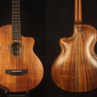 Bruce Wei Solid Hawaiian Koa, Acacia ARCH-BACK Cutaway 4 String Tenor Guitar, Eagle Inlay TG-2054 for sale