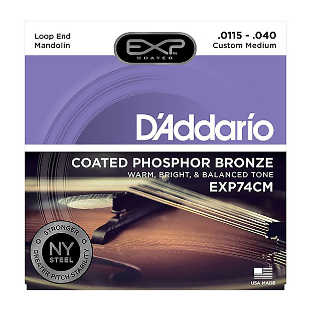 D'Addario EXP74CM Coated Phosphor Bronze Mandolin Strings Custom Medium 11.5-40 image 1