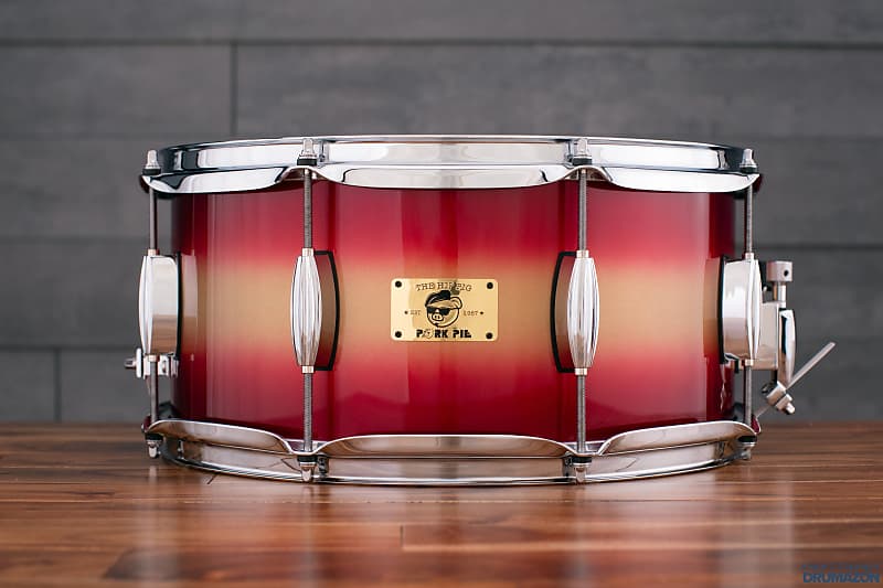 Pork Pie 14 X 6.5 Hip Pig Snare Drum, Red Gold Duco imagen 1