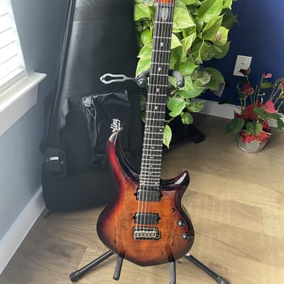 Sterling John Petrucci Signature Majesty MAJ200XSM Electric Guitar - Blood Orange Burst 2023 - Blood Orange Spalted Maple image 5