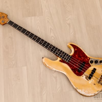 1964 Fender Jazz Bass Pre-CBS Vintage Bass Olympic White w/ Gold Hardware, Case image 11
