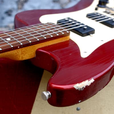 MURPH SQUIRE ii-T 1965 Aged Candy Apple Red. Offset Guitar Styled after Jaguar and Strat. ULTRA RARE image 16