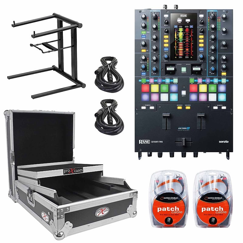 Rane SEVENTY TWO Mixer with Large Format 12" Mixer Case & Foldable Portable Laptop Stand Package image 1