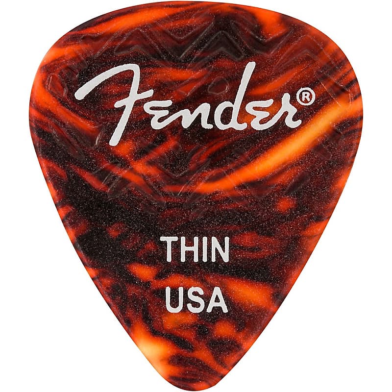 Fender 351 Shape Wavelength Picks (6-Pack), Tortoise Shell Thin 6 Pack image 1