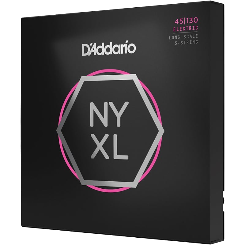D'Addario NYXL45130, Regular Light 5-String Bass Strings 45-130 image 1