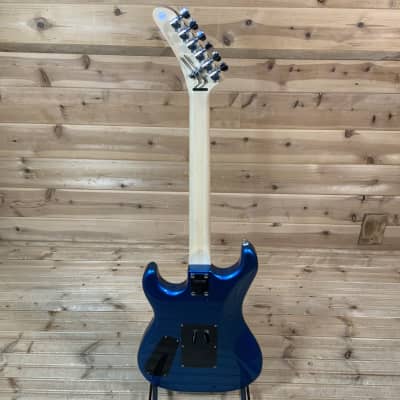 Kramer Baretta Custom Graphics “Hot Rod” Electric Guitar - Blue Sparkle with Flames image 5