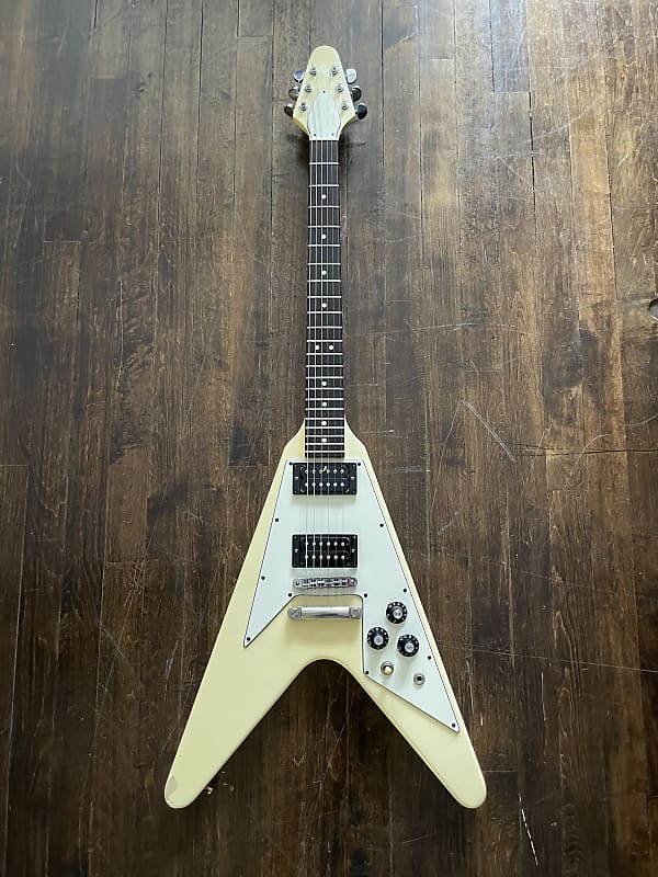 1980s Burny RFV-75 Flying V Electric Guitar Alpine White MIJ | Reverb