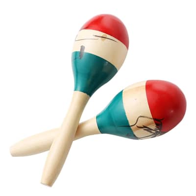 Maracas Large Colorful Wood Rumba Shakers Rattle Hand Percussion Of Sand Of The Hammer Great Musical Instrument With Salsa Rhythm For Party,Games. (Colorful) image 1