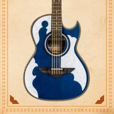 H Jimenez Bajo Quinto LBQ4ETB Trans Blue Acoustic Electric Guitar with Gig Bag image 4