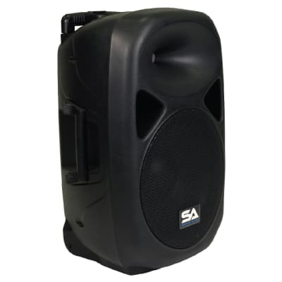 Pair of Powered 12" PA Speakers Rechargeable with 2 Mics Remote Bluetooth image 4