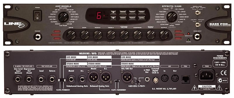 ベース LINE6 BASS POD PRO Line 6 Bass POD Pro Rackmount Multi-Effect and Amp Modeler