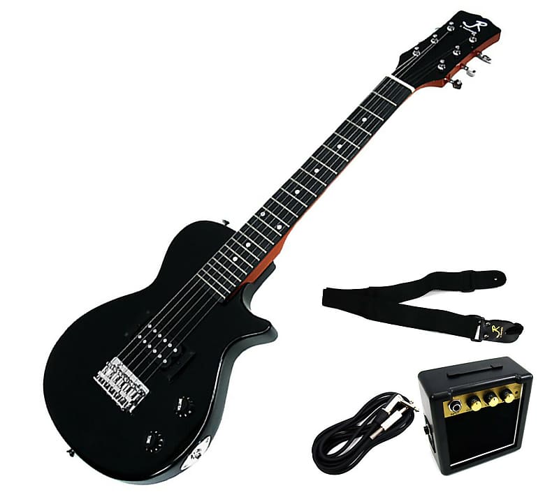 J Reynolds Mini Electric Guitar Prelude Starter Pack - Jet Black - JRPKLPBK image 1