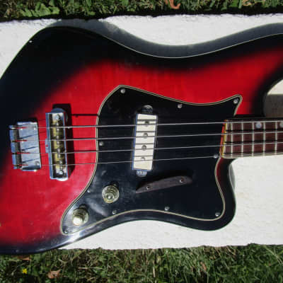 Univox UB-1 Bass Guitar, 1960's, Japan, Cherryburst, Figured Body,  Case image 4