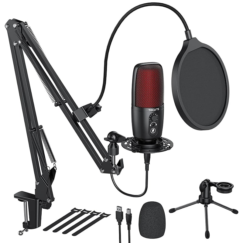 Fifine Gaming Microphone for PC Computer, USB Streaming Condenser Mic Kit  with RGB, Quick Mute, Gain Knob, Boom Arm Stand, Pop Filter for Podcasts   Discord-A6T : : Musical Instruments, Stage 