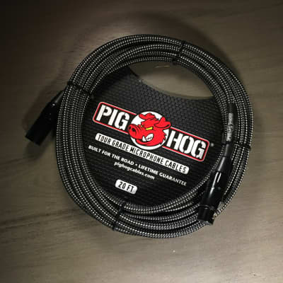 Pig Hog Black & White Woven Tour Grade Mic Cable, 20ft XLR (PHM20BKW) image 2