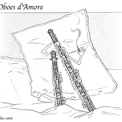 Mozart - Concerto K314 in C major for oboe and piano + humor drawing print image 9