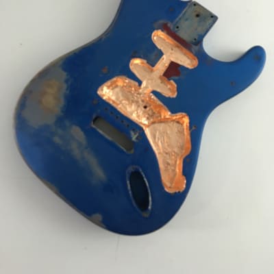 Custom Vintage ST60s Strat Style Lake Placid Blue Over Red Guitar Body Heavy Relic 4.3 Lb image 25