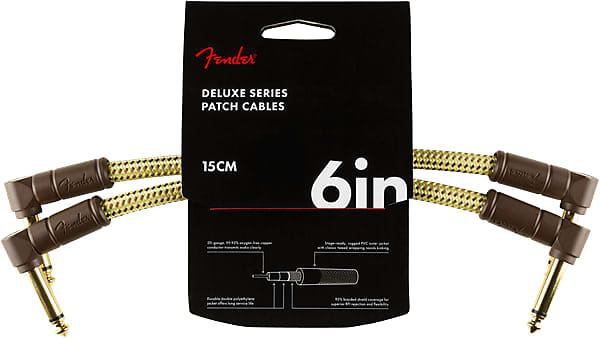 Fender Deluxe Series 6" Gold Tweed Patch Cable Pair (2) for Pedals, Guitar, Etc image 1