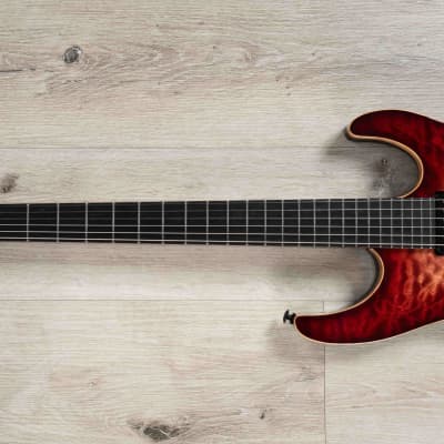 Suhr Custom Modern Carve Top HSH Guitar, Ebony Fretboard, Swamp Ash, Faded Trans Wine Red Burst image 6