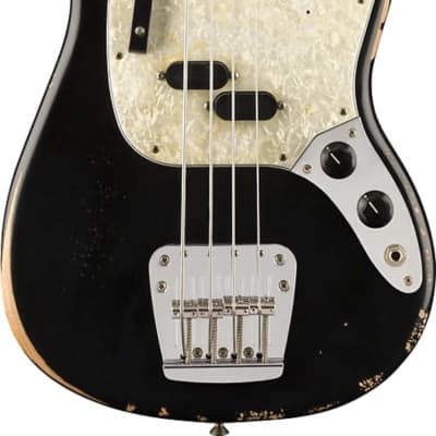 Fender JMJ Justin Meldal-Johnsen Signature Road Worn Mustang Bass Guitar, Black image 1